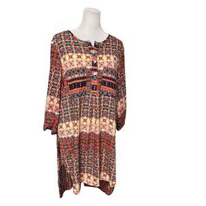 Anthropologie Figueroa And Flower Printed 3/4 Sleeve Tunic Size Medium